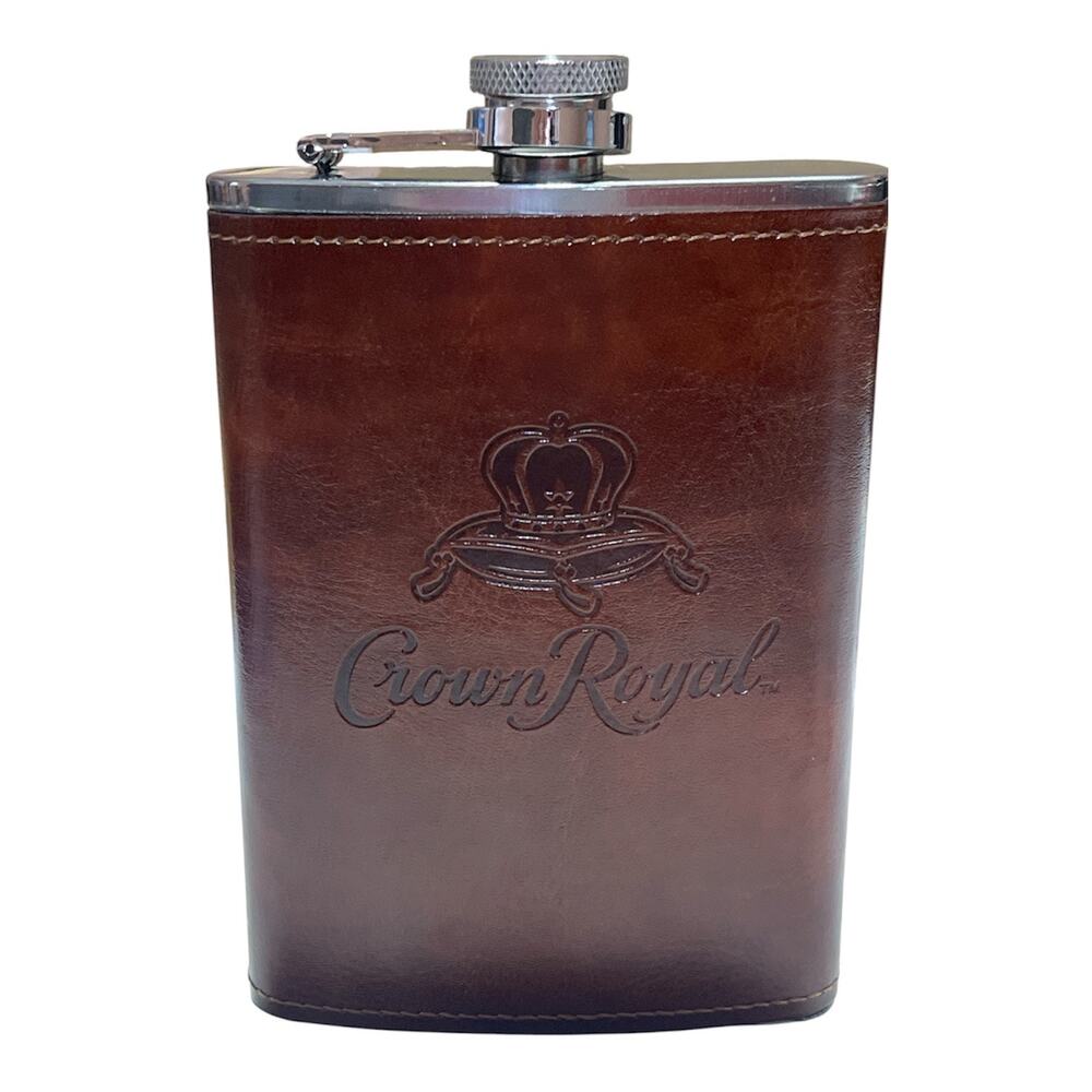 Crown Royal 8-ounce Stainless Steel Leather Cover Flask